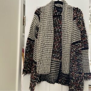 La Fée Verte Antropologie S  Knit Cardigan Boucle Patchwork  LF-5017 Cozy